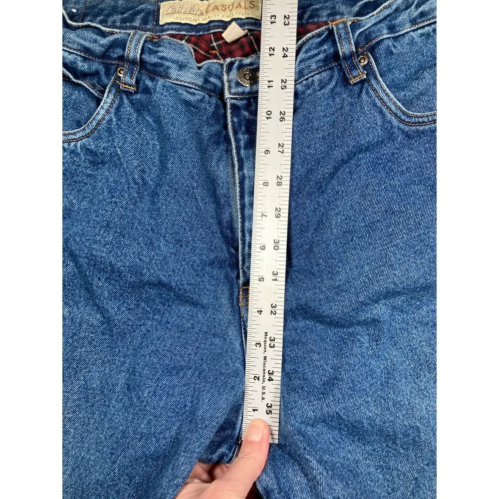 Cabellas Casuals Jeans Womens 14 Tall Blue Flannel Lined‎ Outdoors Nature Stains